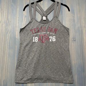 TAMU Texas A&M University Women Tank Sz M Dryfit Gray Maroon Texas ATM Est 1876